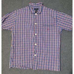 RALPH LAUREN‎ POLO large SLEEPWEAR long sleeve Button Down. plaid RED/WHITE/BLUE